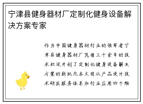 宁津县健身器材厂定制化健身设备解决方案专家